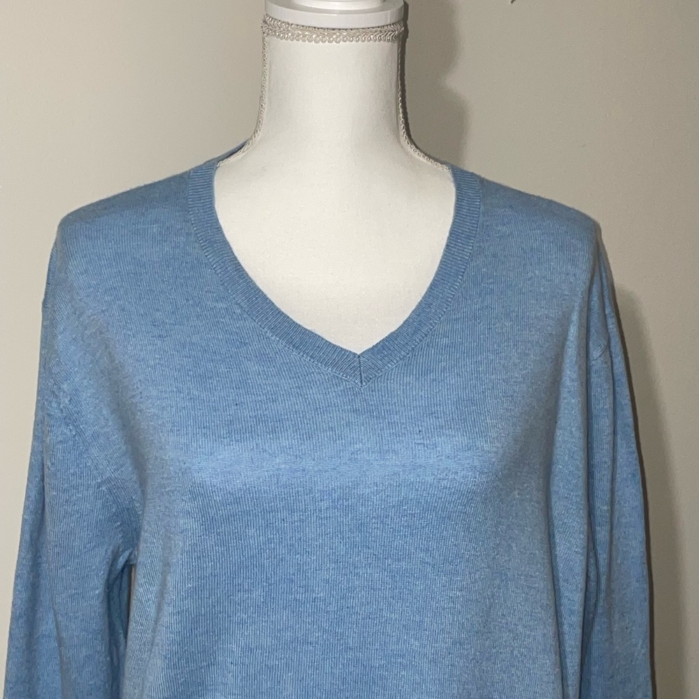 Banana Republic Light Blue Long Sleeve V-Neck Sweater, Luxe Collection, Size M - Picture 5 of 10